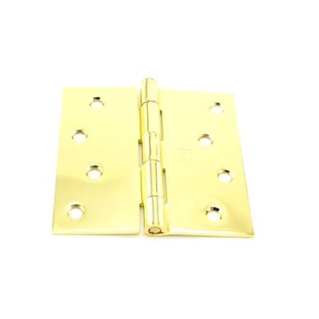 Hager 4 x 4 in. Steel Square Corner Full Mortise Plain Bearing Residential Hinge, No. 033148 Bright Brass 174143EA